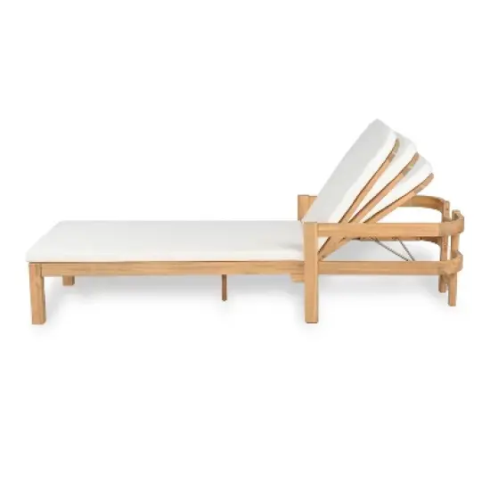 Christopher Knight Home Paolo Outdoor Adjustable Acacia Wood Chaise Lounge with Cushion image {3}