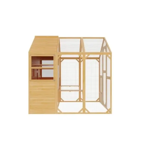 FUFU&GAGA Large Wooden Cattery Cat Enclosure Cat House with Multi - Level Space - Outdoor/Indoor Cat House with Secure Mesh image {3}