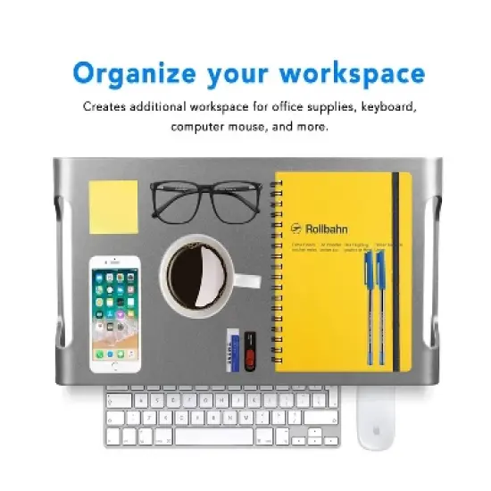 Mount-It! Aluminum Monitor Stand For iMac - Metal Monitor Stand Desktop Organizer w/ Keyboard Storage - Universal Monitor Riser For PC & Laptop image {6}