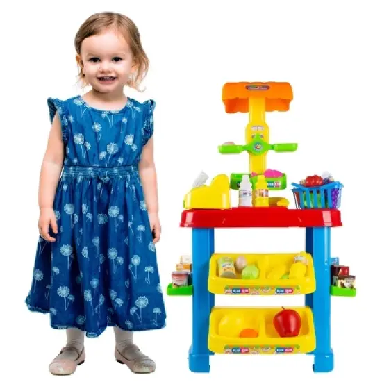 Kids Grocery Store Selling Stand- Supermarket Playset by Toy Time image {6}