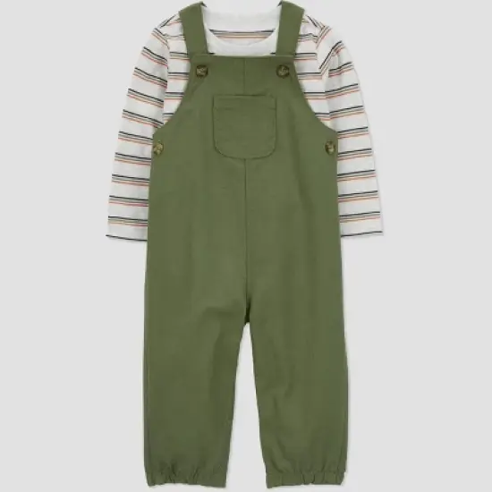 Carter's Just One You&reg; Baby Boys' Striped Undershirt & Bottom Set - Green image {4}