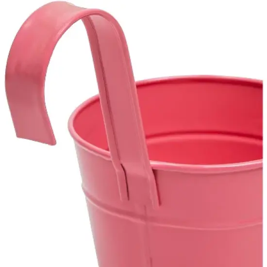 Juvale 6 Pack Round Metal Wall Hanging Planters Pots Bucket for Indoor Outdoor Succulent, 3 Colors, 8 x 5 x 5 in image {7}