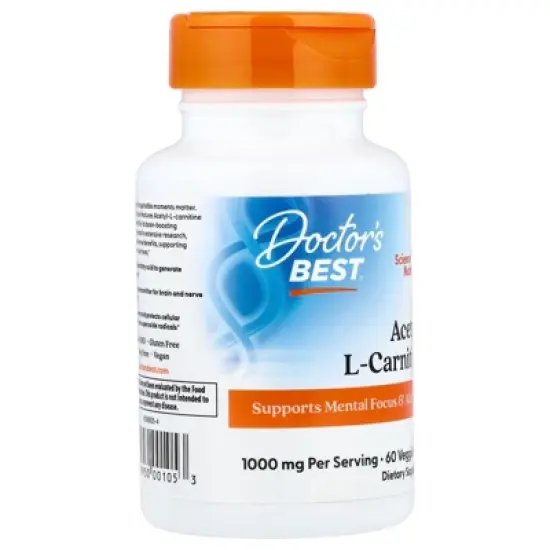 Doctor's Best Acetyl-L-Carnitine, 60 Veggie Caps (500 mg Per capsule) image {3}