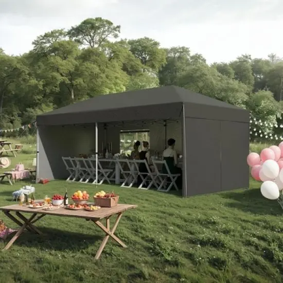 10'x 20' Pop up Canopy Tent with 210 D Oxford Fabric, Portable Instant Canopy with 4Pcs Sidewalls image {4}