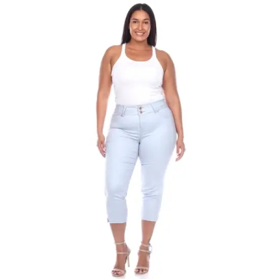 Women's Plus Size Capri Jeans - White Mark image {8}