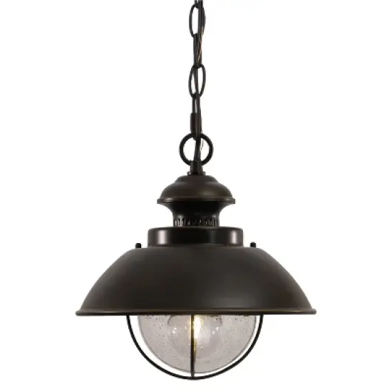 VAXCEL Harwich 1 Light Coastal Outdoor Barn Dome Pendant Clear Glass image {7}