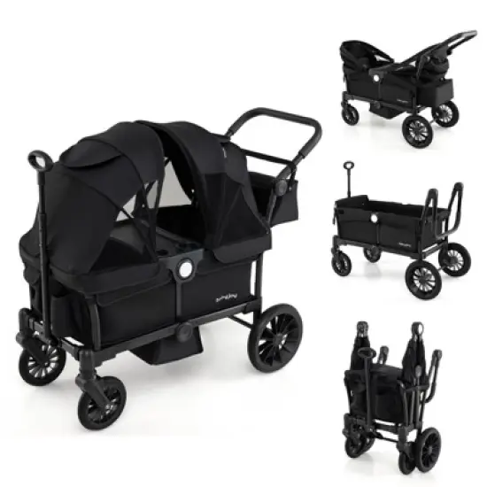 Infans Wagon Stroller for 2 Kids Push Pull Double Stroller with Adjustable Handle image {10}