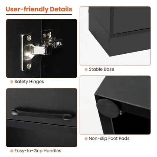 Tangkula Kitchen Pantry Cabinet 75&rdquo; Tall Freestanding Cupboard with Doors & Shelves Safety Hinges & Anti-tipping Devices Black/White image {5}