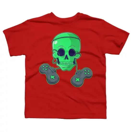 Boy's Design By Humans Halloween Skeleton Skull Crossbones Video Gamer By TaiHan T-Shirt image {7}