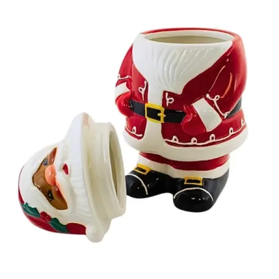 Transpac 10.5 Inch Cheery Santa Cookie Jar Christmas Cookie Jar , Holiday Jolly St. Nick (1PC) image {2}