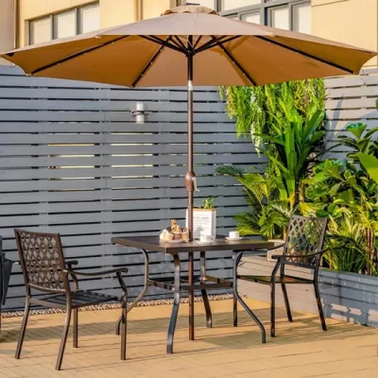 Costway Set of 2 Patio Dining Chairs Stackable Metal Slat Armreset Garden Yard image {2}