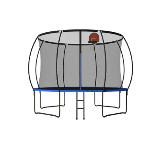 NAYSAYE Trampoline 14FT with Basketball Hoop Enclosure Net and Ladder for Outdoor Recreation, Black and Blue, 168.11"*168.11"*102.37" image {5}