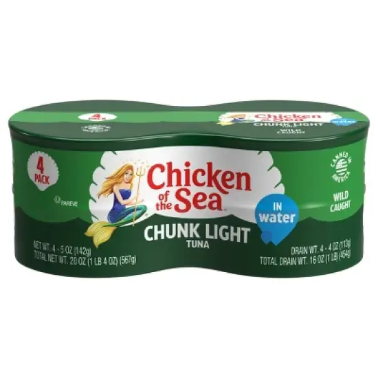 Chicken of the Sea Chunk Light Tuna in Water - 5oz/4ct image {3}