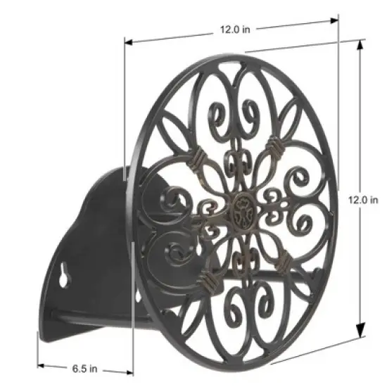 Liberty Garden LBG-N-670 Decorative Hose Wall Mount Butler for 125' of 6.5" Hose for Backyard, Garden, or Home in Black image {3}