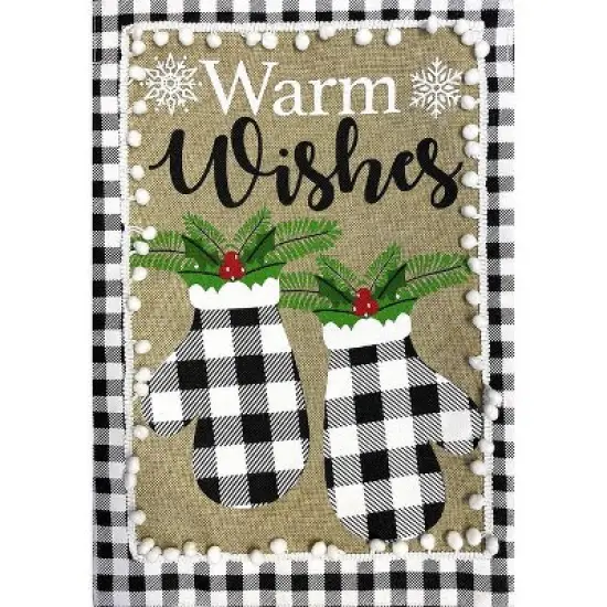 Briarwood Lane Checkered Mittens Burlap Winter Garden Flag Warm W image {3}