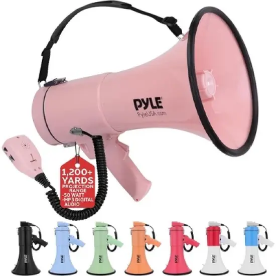 Pyle Portable Bullhorn Megaphone with Built-In Siren and MP3 Input - PMPRA514BK, 50-Watt image {11}