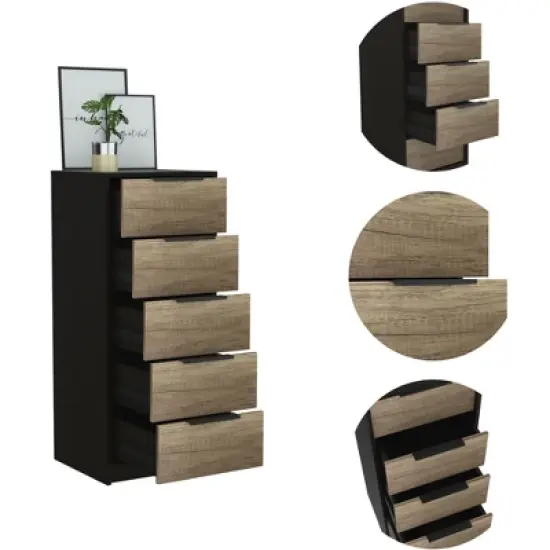 NicBex 5 Drawers Dresser for Bedroom,Modern Style Wooden Drawers with Black Handle,Dressers for Kids Room,Living Room,Entry and Hallway image {3}