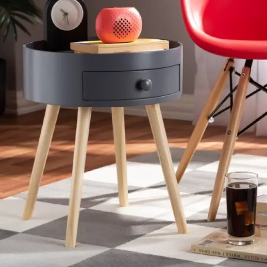 Jessen 1 - Drawer Wood Nightstand - Baxton Studio image {2}