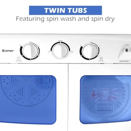 Costway Portable Mini Compact Twin Tub 20lb Washing Machine Washer Spin Dryer image {5}