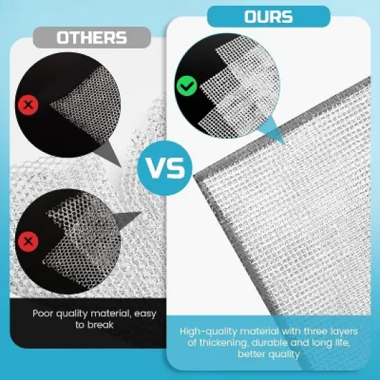 10 Pcs 3-Layer Metal Dish Cloth, Multipurpose Wire Dishwashing Rag,Kitchen Cleaning DishRags image {2}