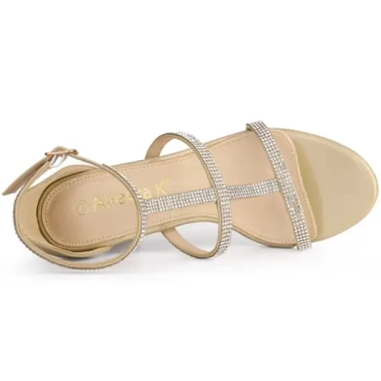 Allegra K Women's Rhinestone Ankle Strap Stiletto High Heel Sandals image {3}