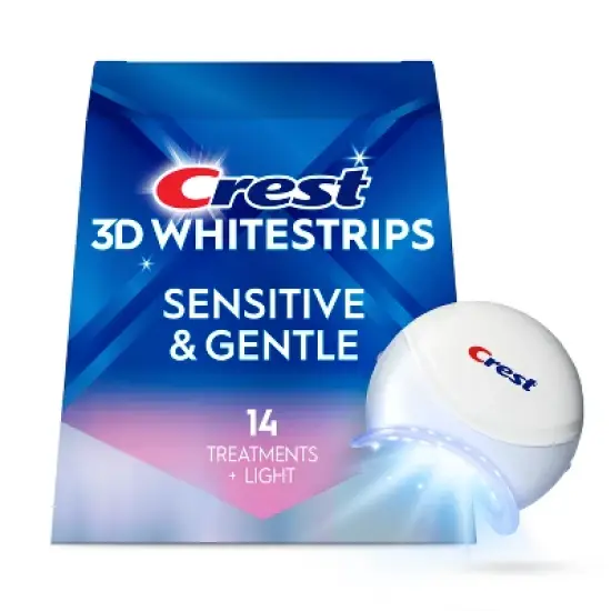 Crest 3DWhitestrips Sensitive + LED Light At-Home Teeth Whitening Kit - 14 Treatments image {12}