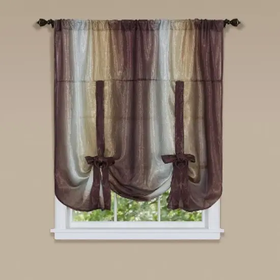 GoodGram Royal Ombre Crushed Semi Sheer Tie Up Single Window Curtain Shade image {9}