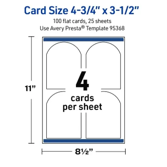 Avery Printable Arched Flat Cards, Sure Feed Technology, 4-3/4" x 3-1/2", Glossy White Cardstock, Print-to-The-Edge, Laser/Inkjet Printable, 40 Total image {4}