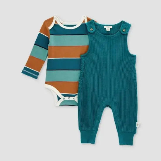 Burt's Bees Baby&reg; Boys' Thermal Jumpsuit and Striped Bodysuit Set image {3}
