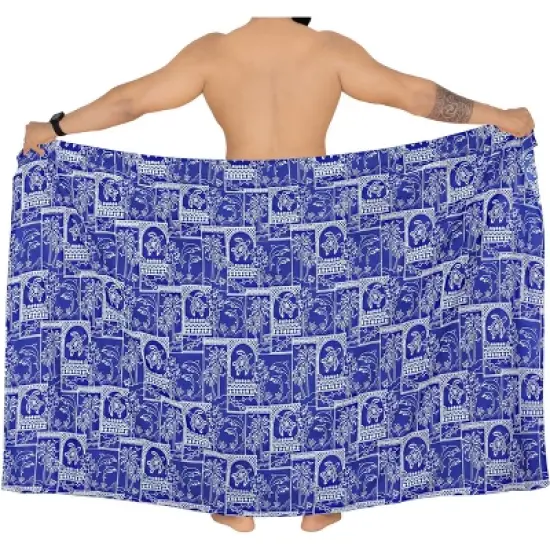 LA LEELA Men's Bath Trunk Aloha Sarong Wraps Pareo One Size Lapis Floral image {4}