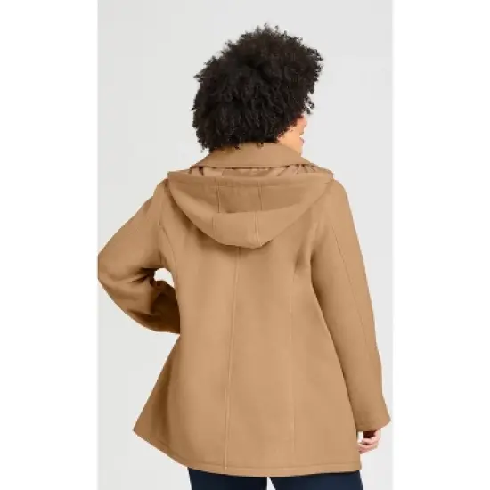 Women's Plus Size Faux Wool Peacoat - camel | AVENUE image {1}
