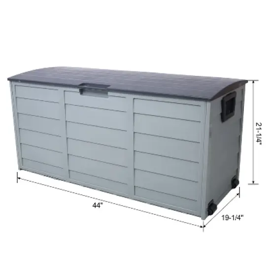 Cesicia All Weather UV Pool Deck Box Storage Shed Bin with Wheel, 75 Gallon Resin Deck Box-Organization and Storage image {2}