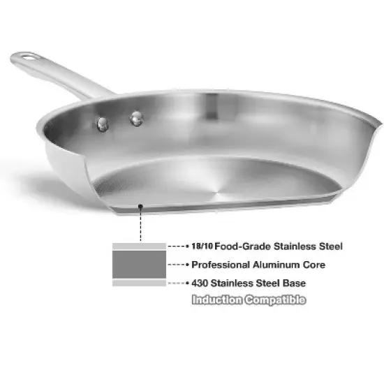 KOCH SYSTEME CS Classic Stainless Steel Skillet, Frying Pan, Dishwasher-Safe image {8}