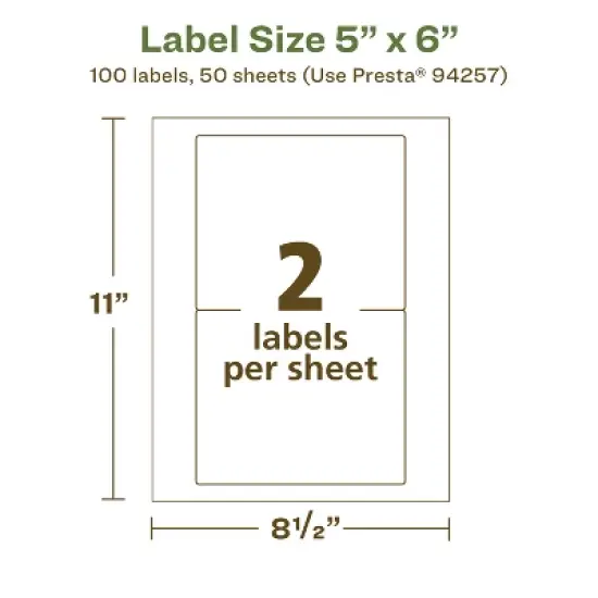 Avery Recycled Matte White Labels,  5" x 6" Rectangle image {4}