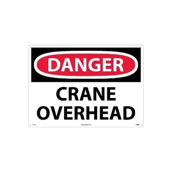 National Marker Danger Signs; Crane Overhead 20X28 Rigid Plastic D425RD image {1}