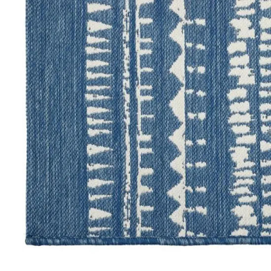 5' x 7' Fringe Outdoor Rug Blue Striped - Threshold&trade; image {1}