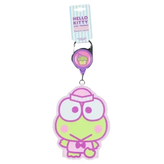 Sanrio Hello Kitty And Friends Snack Shop Kerropi Retractable Reel ID Badge Holder Keychain with Lobster Claw Clasp Multicolored image {3}