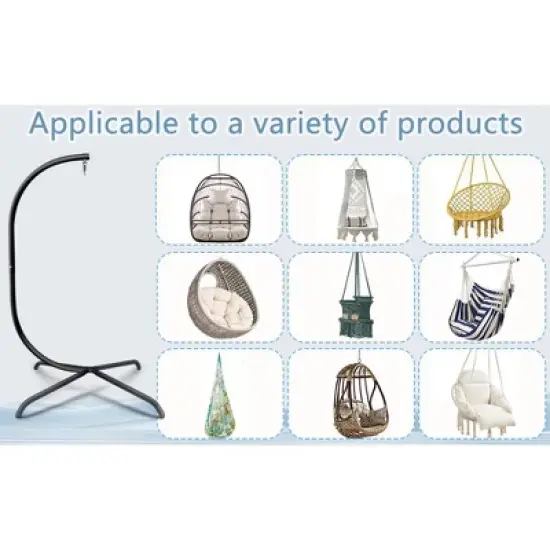 FIONECA Heavy-Duty Steel Hammock Swing Chair C-Stand &uml;C Indoor/Outdoor Hanging Chair Stand, Black image {7}