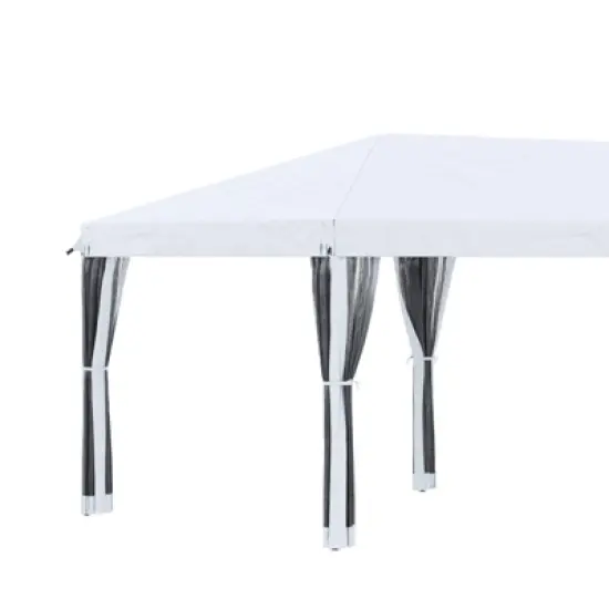 DSVIMOY 10'*20' Pop Up Canopy Tent with Netting, Instant Tents for Parties with Carry Bag for Garden, Cream White, 230.25"*116.25"*106.25" image {4}