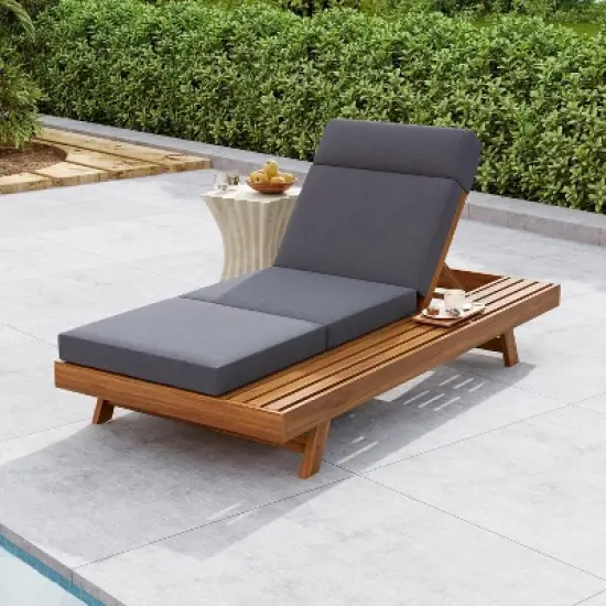 Christopher Knight Home Darla Outdoor Acacia Wood Adjustable Chaise Lounge with Water-Resistant Cushion image {11}