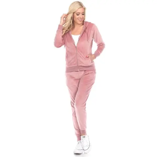 Women's 2 Piece Velour Tracksuit Set - White Mark image {8}