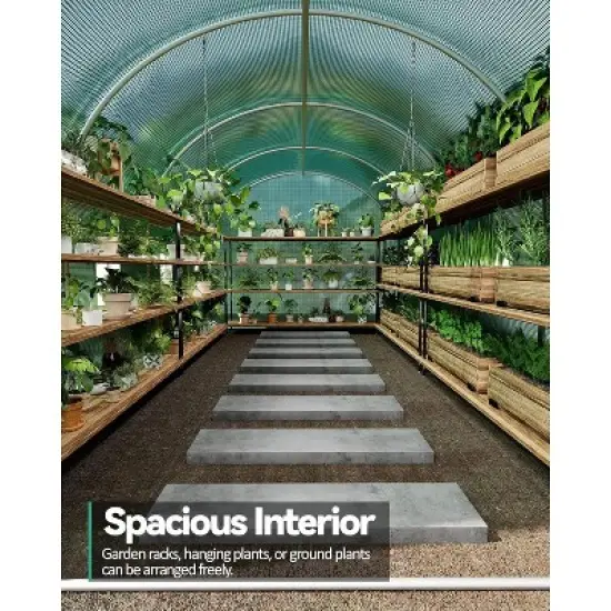 15x6.5x6.5ft Walk-in Greenhouse Tunnel Galvanized Steel Tunnel Greenhouse with Doors and Window,Garden Hot House for Home Gardening image {5}