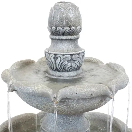 Sunnydaze 50"H Electric Fiberglass Reinforced Concrete 2-Tier French Garden Design Outdoor Water Fountain, Dusty Gray image {2}