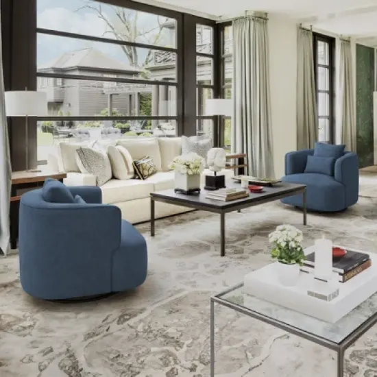 32.3" Wide Upholstered Swivel Accent Chair, 360&deg; Swivel Accent Barrel Chairs, Comfy Club Reading Chairs for Adults for Living Room, Bedroom image {3}