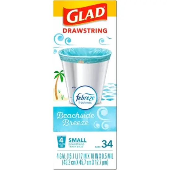 Glad Small Drawstring Trash Bags - Beachside Breeze - 4 Gallon image {8}