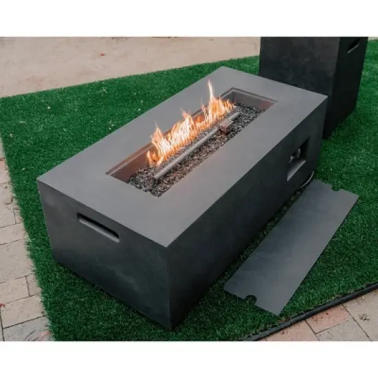 Kante 42" Rectangular Concrete & Metal Outdoor Propane Gas Modern Smokeless Fire Pit Table - Charcoal - Rosemead Home & Garden, Inc. image {4}