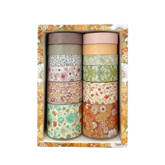 Wrapables Decorative Washi Tape Box Set for DIY Arts & Crafts, Scrapbooking, Diary, Stationery, Card-Making, Gift Wrapping (12 Rolls) image {16}