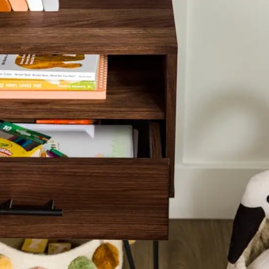 Amal Modern Single Drawer Hairpin Leg Nightstand - Saracina Home image {9}