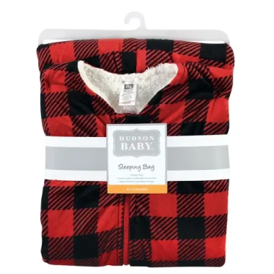 Hudson Baby Infant Boy Mink with Faux Shearling Inner Sleeping Bag, Sack, Blanket, Buffalo Plaid image {1}