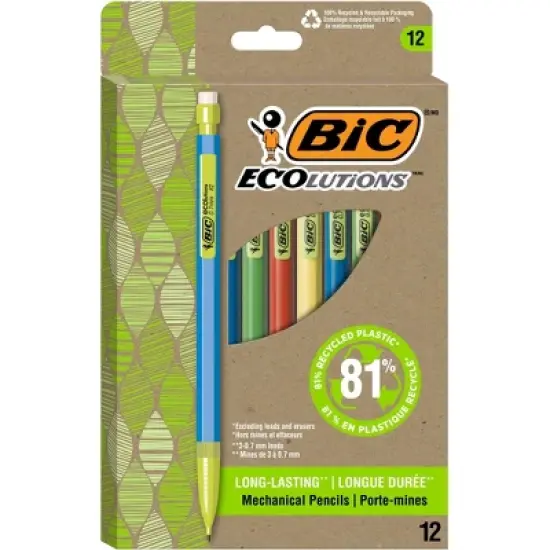 BiC 12pk ECOlutions #2 Mechanical Pencils 0.7mm: School Supplies, Erasable, Plastic, Black, 3 Years & Up image {7}